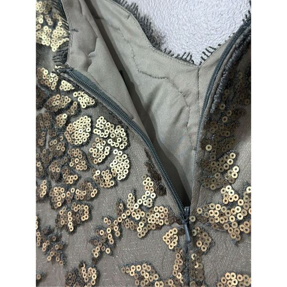 Tadashi Shoji Paillette Embroidered Lace Scalloped Edge Squined Evening Dress 6 - Picture 14 of 14